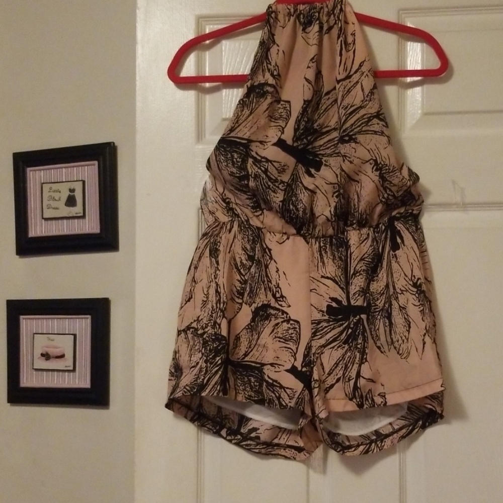 Pink & Black Halter Romper